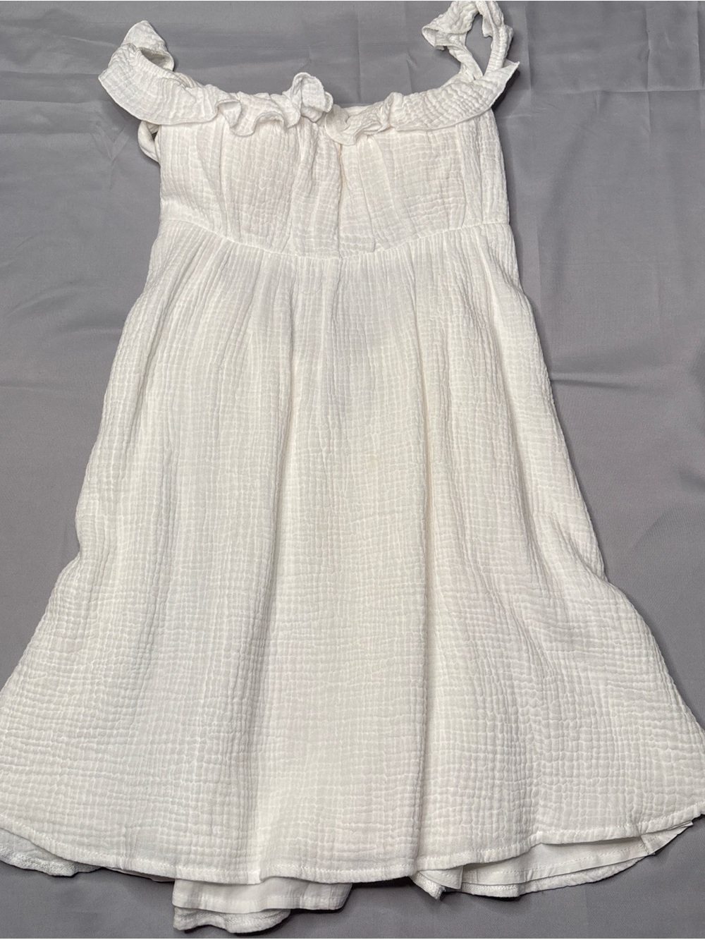 Princess Polly White Babydoll Castillo mini dress ruffle trim  Size 4 textured
